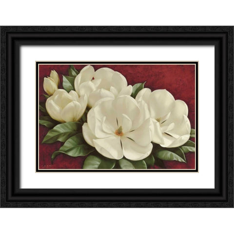 Magnolia I Black Ornate Wood Framed Art Print with Double Matting by Levashov, Igor