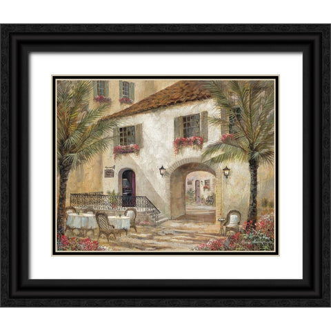 Gentle Palms And Wine Black Ornate Wood Framed Art Print with Double Matting by Manning, Ruane