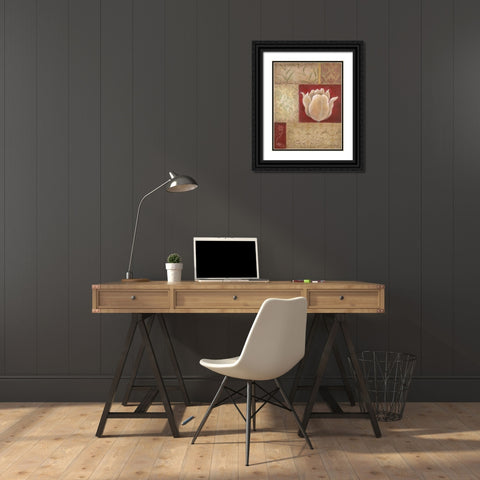 Patchwork Tulip Black Ornate Wood Framed Art Print with Double Matting by Tava Studios