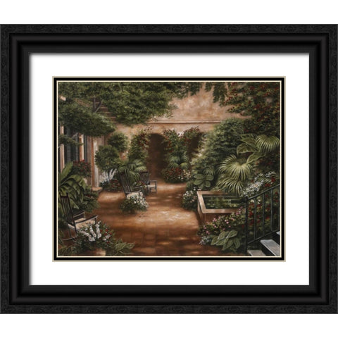 Courtyard in New Orleans II Black Ornate Wood Framed Art Print with Double Matting by Brown, Betsy