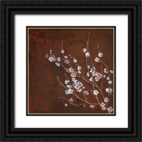 Cherry Blossoms on Cinnabar I Black Ornate Wood Framed Art Print with Double Matting by Tava Studios