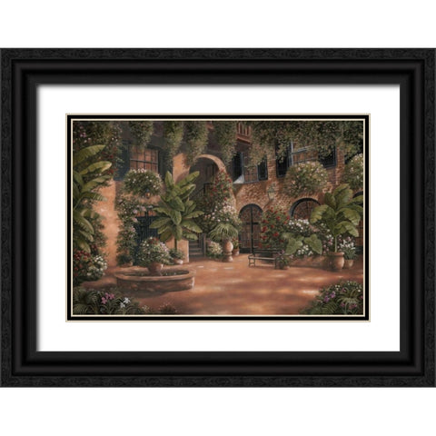 French Quarter Courtyard I Black Ornate Wood Framed Art Print with Double Matting by Brown, Betsy