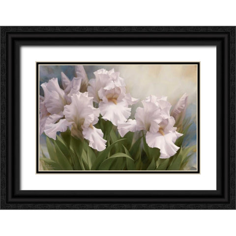White Iris Elegance I Black Ornate Wood Framed Art Print with Double Matting by Levashov, Igor