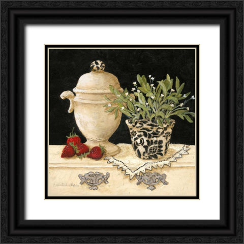 Strawberry Still Life Black Ornate Wood Framed Art Print with Double Matting by Olson, Charlene