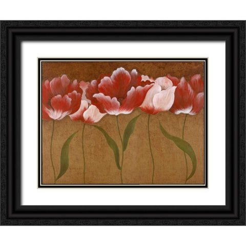 Flower Dance I Black Ornate Wood Framed Art Print with Double Matting by Tava Studios