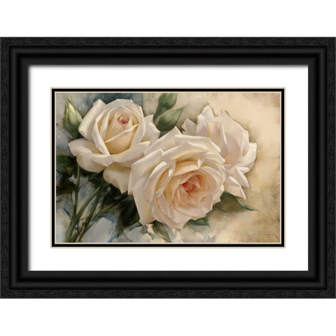 La Roseraie I Black Ornate Wood Framed Art Print with Double Matting by Levashov, Igor