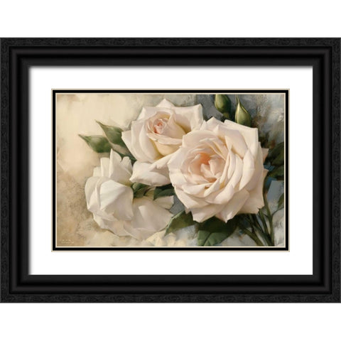 La Roseraie II Black Ornate Wood Framed Art Print with Double Matting by Levashov, Igor