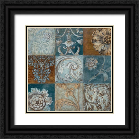 Indigo Montage Black Ornate Wood Framed Art Print with Double Matting by Tava Studios