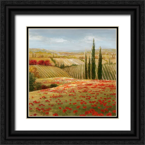 Tuscan Cypress II Black Ornate Wood Framed Art Print with Double Matting by Nan