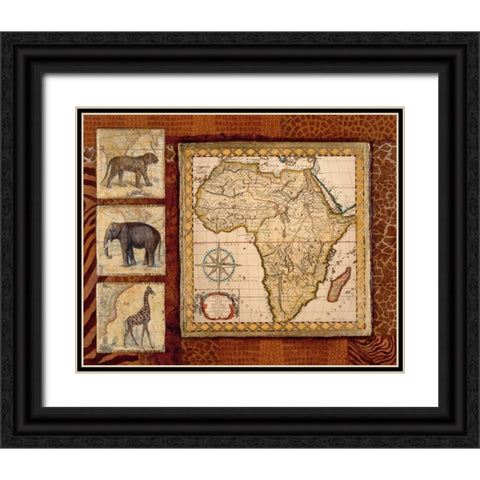 Journey to Africa I Black Ornate Wood Framed Art Print with Double Matting by Tava Studios