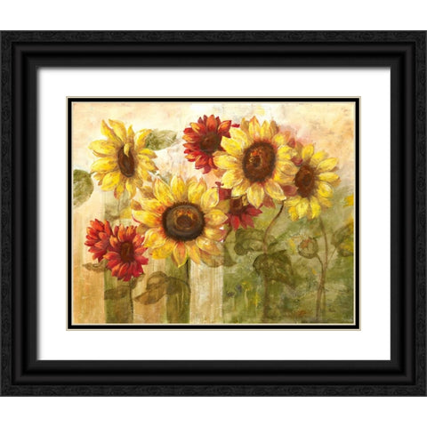 Sunflowers Delight Black Ornate Wood Framed Art Print with Double Matting by Nan