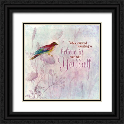 Lavender Finch I Black Ornate Wood Framed Art Print with Double Matting by Tava Studios