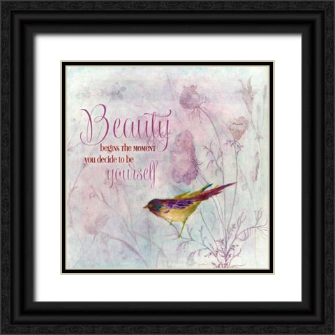 Lavender Finch II Black Ornate Wood Framed Art Print with Double Matting by Tava Studios