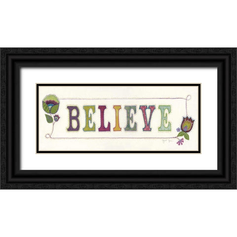 Believe Black Ornate Wood Framed Art Print with Double Matting by Tava Studios