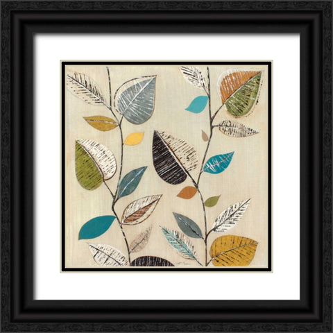 Dancing Leaves II Black Ornate Wood Framed Art Print with Double Matting by Tava Studios