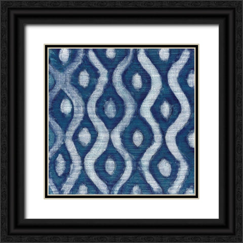 Shibori Blue IV Black Ornate Wood Framed Art Print with Double Matting by Tava Studios