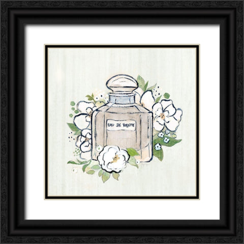 Fashion Floral Eau de Toilette Black Ornate Wood Framed Art Print with Double Matting by Tava Studios