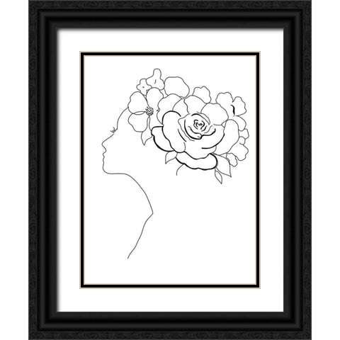 Fashion Floral Sketch II Black Ornate Wood Framed Art Print with Double Matting by Tava Studios