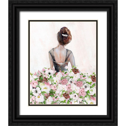 Floral Contemplation I Black Ornate Wood Framed Art Print with Double Matting by Tava Studios