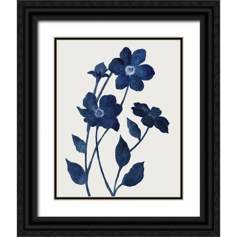 Indigo Bloom II Black Ornate Wood Framed Art Print with Double Matting by Tava Studios