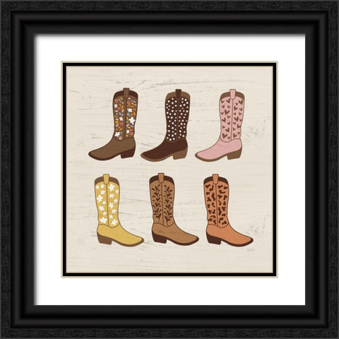 Cowgirl Boots Black Ornate Wood Framed Art Print with Double Matting by Carpentieri, Natalie