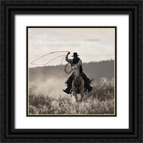 Ponderosa Cowboy Black Ornate Wood Framed Art Print with Double Matting by Delimont, Danita