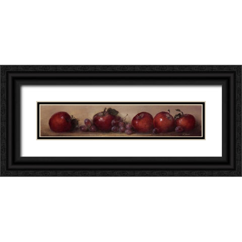 Apples and Grapes Black Ornate Wood Framed Art Print with Double Matting by Levin, Judith