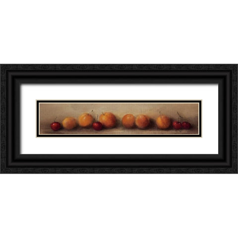 Apricots and Cherries Black Ornate Wood Framed Art Print with Double Matting by Levin, Judith