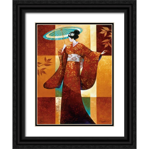 Misaki Black Ornate Wood Framed Art Print with Double Matting by Mallett, Keith
