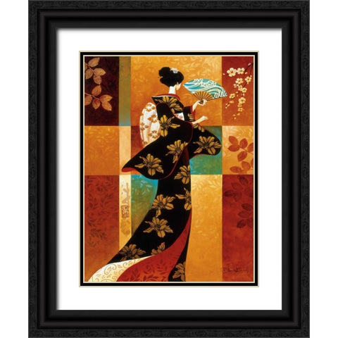Sakura Black Ornate Wood Framed Art Print with Double Matting by Mallett, Keith