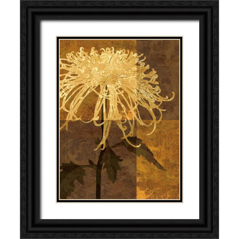 Golden Mums I Black Ornate Wood Framed Art Print with Double Matting by Mallett, Keith