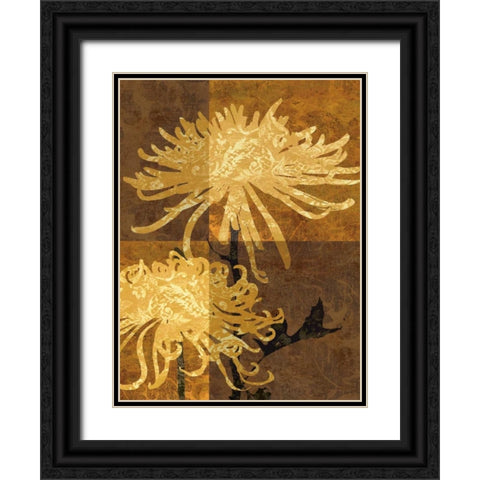 Golden Mums II Black Ornate Wood Framed Art Print with Double Matting by Mallett, Keith