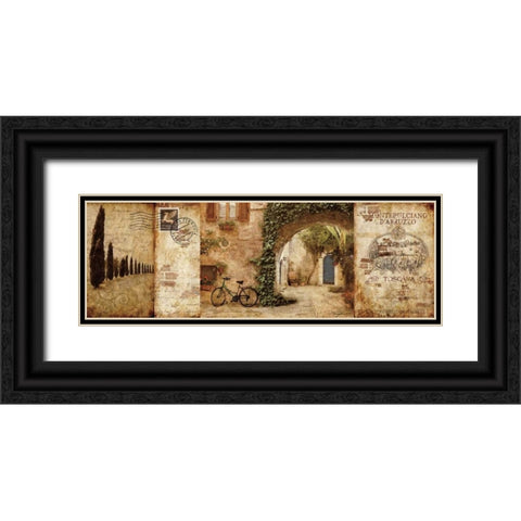 Tuscan Courtyard Black Ornate Wood Framed Art Print with Double Matting by Mallett, Keith