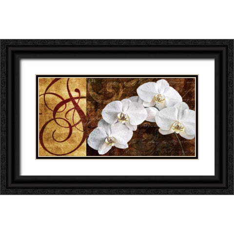 Moonlit Orchids Black Ornate Wood Framed Art Print with Double Matting by Mallett, Keith