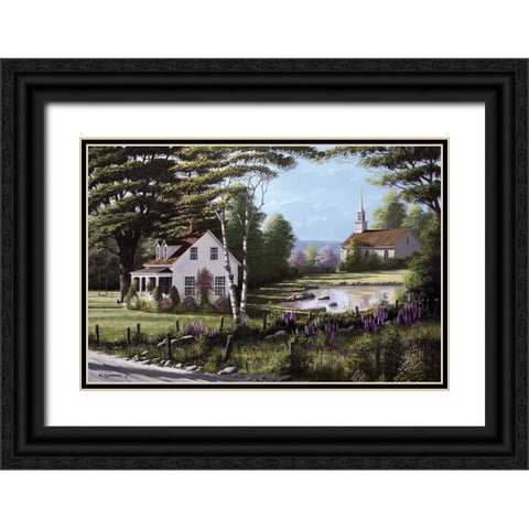 Wildflowers Black Ornate Wood Framed Art Print with Double Matting by Saunders, Bill