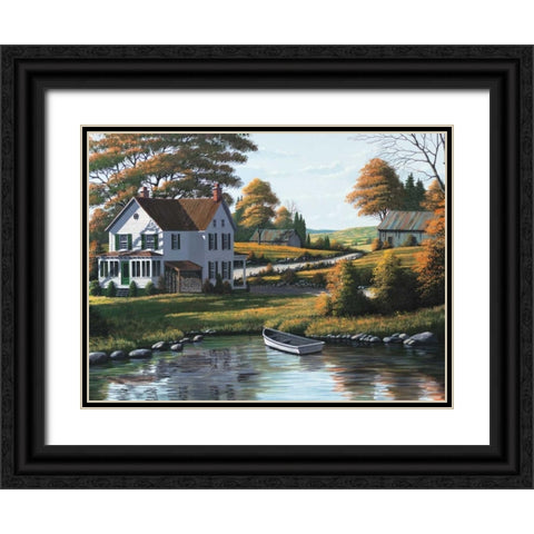 Along the Riverbank Black Ornate Wood Framed Art Print with Double Matting by Saunders, Bill