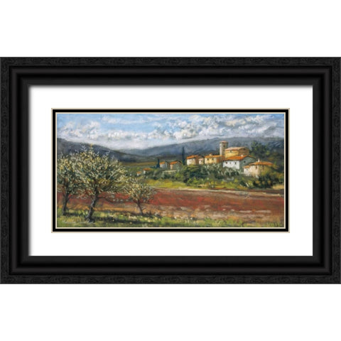 Hillside Olives Black Ornate Wood Framed Art Print with Double Matting by Surridge, Malcolm