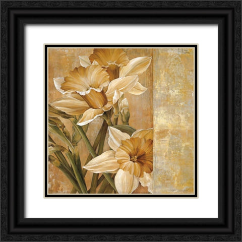 Champagne Daffodils I Black Ornate Wood Framed Art Print with Double Matting by Thompson, Linda