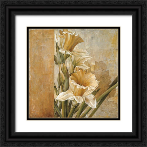 Champagne Daffodils II Black Ornate Wood Framed Art Print with Double Matting by Thompson, Linda