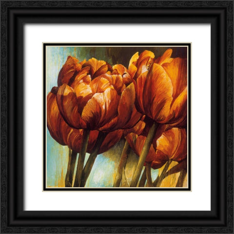 Floral Radiance I Black Ornate Wood Framed Art Print with Double Matting by Thompson, Linda