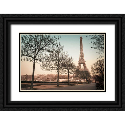 Remembering Paris Black Ornate Wood Framed Art Print with Double Matting by Frank, Assaf