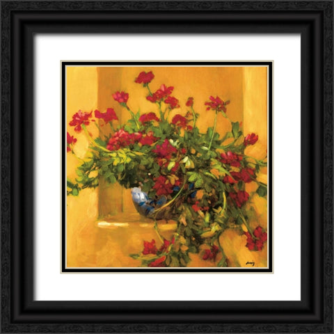 Ivy Geraniums Black Ornate Wood Framed Art Print with Double Matting by Craig, Philip