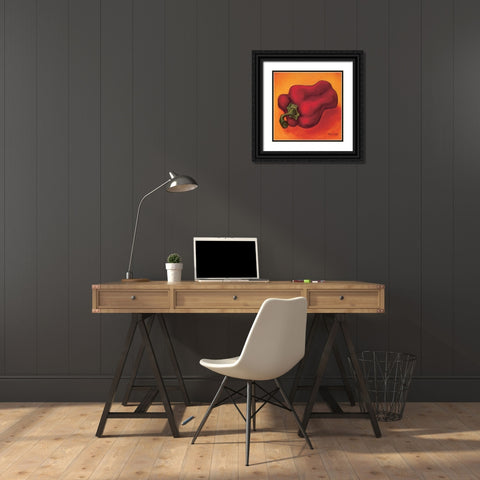 Red Pepper Black Ornate Wood Framed Art Print with Double Matting by Rafuse, Will