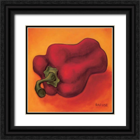 Red Pepper Black Ornate Wood Framed Art Print with Double Matting by Rafuse, Will