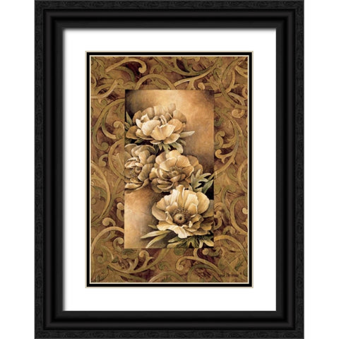 Poppies I Black Ornate Wood Framed Art Print with Double Matting by Thompson, Linda