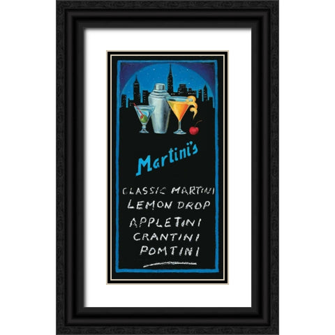 Martinis Black Ornate Wood Framed Art Print with Double Matting by Rafuse, Will