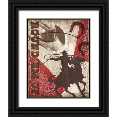 Round Em Up Black Ornate Wood Framed Art Print with Double Matting by Venter, Tandi