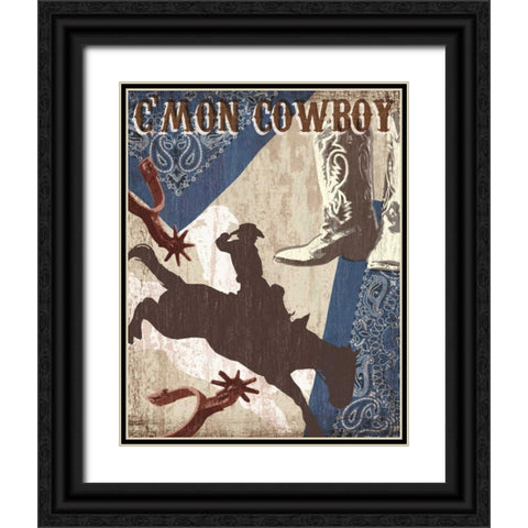 Cmon Cowboy Black Ornate Wood Framed Art Print with Double Matting by Venter, Tandi