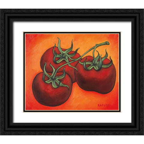 Three Tomatoes Black Ornate Wood Framed Art Print with Double Matting by Rafuse, Will