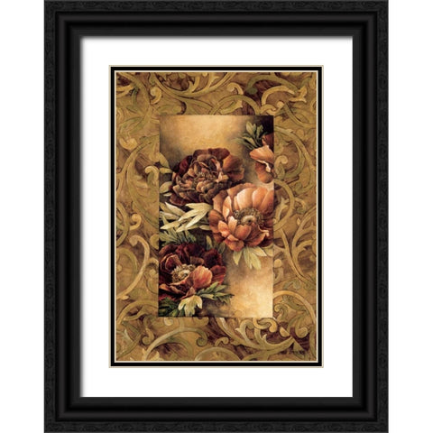 Poppies II Black Ornate Wood Framed Art Print with Double Matting by Thompson, Linda
